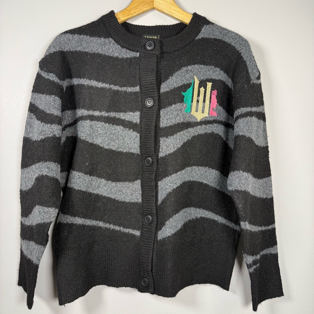 Wicked Paul Tazewell X Target Black Grey Zebra Graphic Embroidered Cardigan Sm.